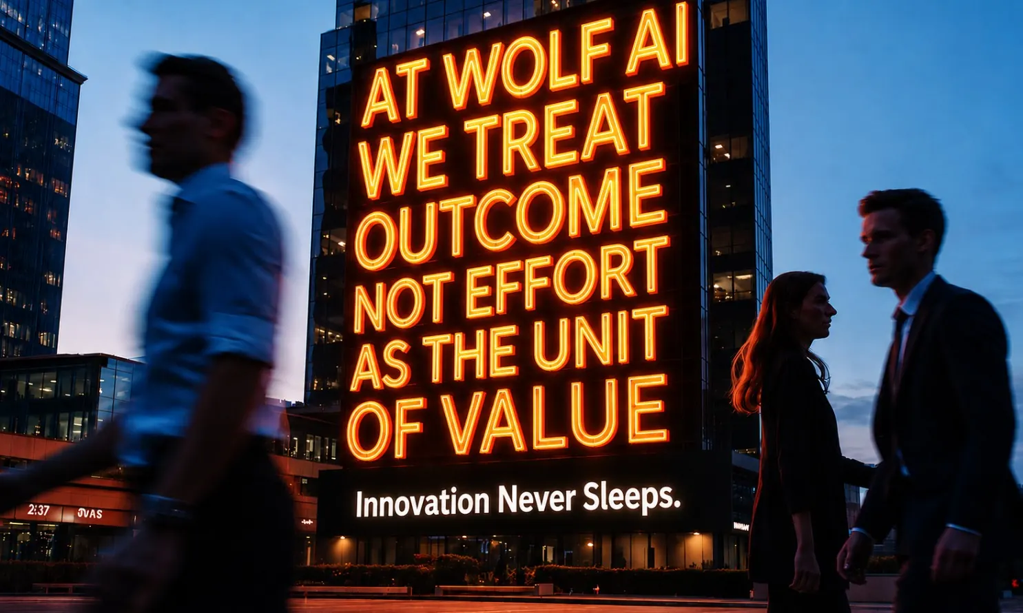 At Wolf AI we treat outcome, not effort, as the unit of value. Innovation never sleeps.